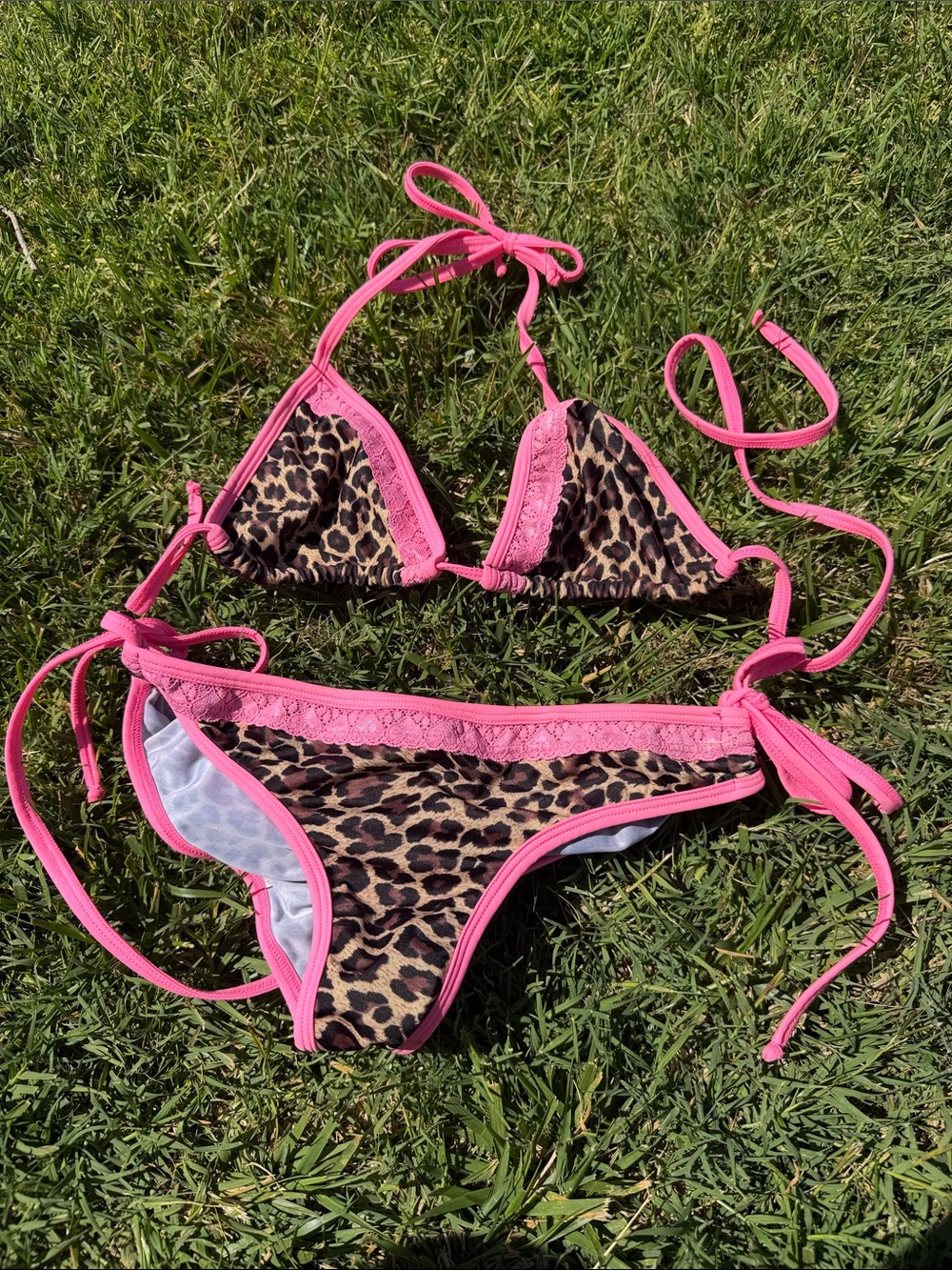 Leopard Print Bikini with Hot Pink Trim